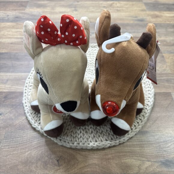 Rudolph Red Nosed Reindeer Rudolph & Clarice Plush with Music & Lights 10” NEW - Picture 1 of 6